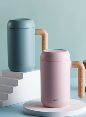 UKA办公室保温杯女士玻璃内胆咖啡大容量杯子泡茶水分离水杯男士