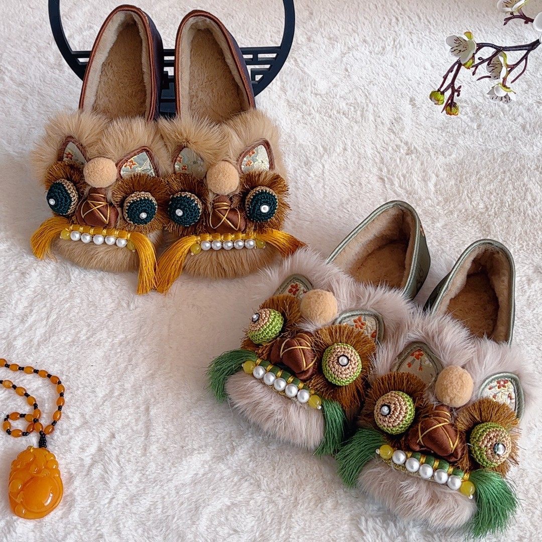 成人秋冬款手工千层底国风虎头绣花鞋女士黑色加绒舒适保暖豆豆棉,女鞋,传统布鞋,淘宝优惠券,粉丝福利购,淘宝优惠卷