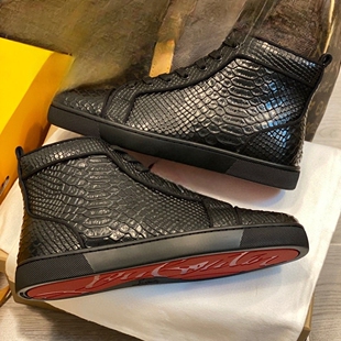 新款CL红底铆钉原宿风鞋男鞋低帮水钻真皮平底铆钉休闲系带潮鞋款