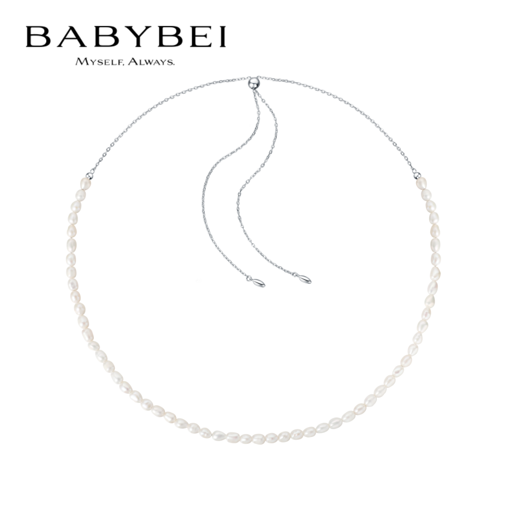 BABYBEI初贝清风白露项链项圈925银巴洛克珍珠百搭串珠米粒精致