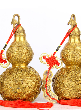 摆件双龙戏珠铜葫芦