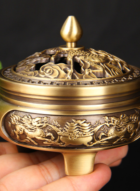 速发麟好 铜聚宝盆麒卓款铜三足香炉摆件