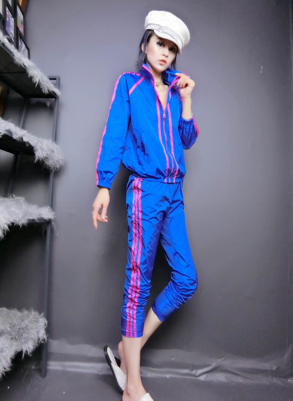 欧洲站休闲运动防晒服套装2023夏新款户外时尚薄款拉链两件套女装