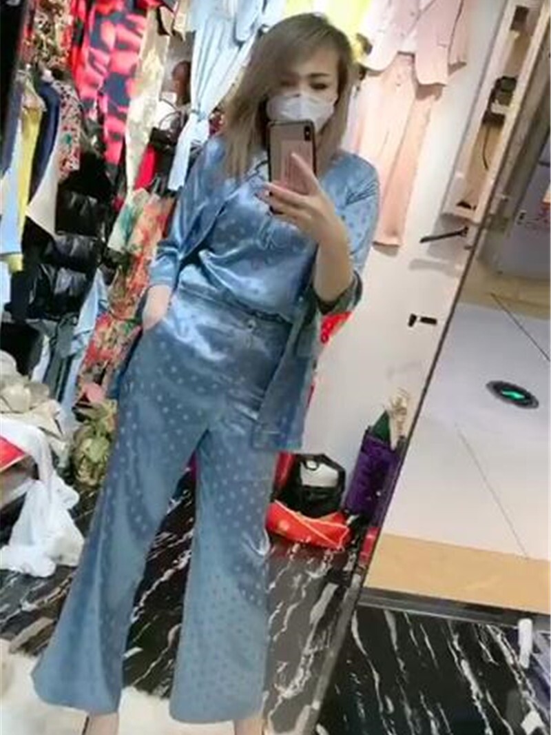 欧洲站春夏新款真丝西服三件套2023春夏新款薄款背心外套阔腿裤潮