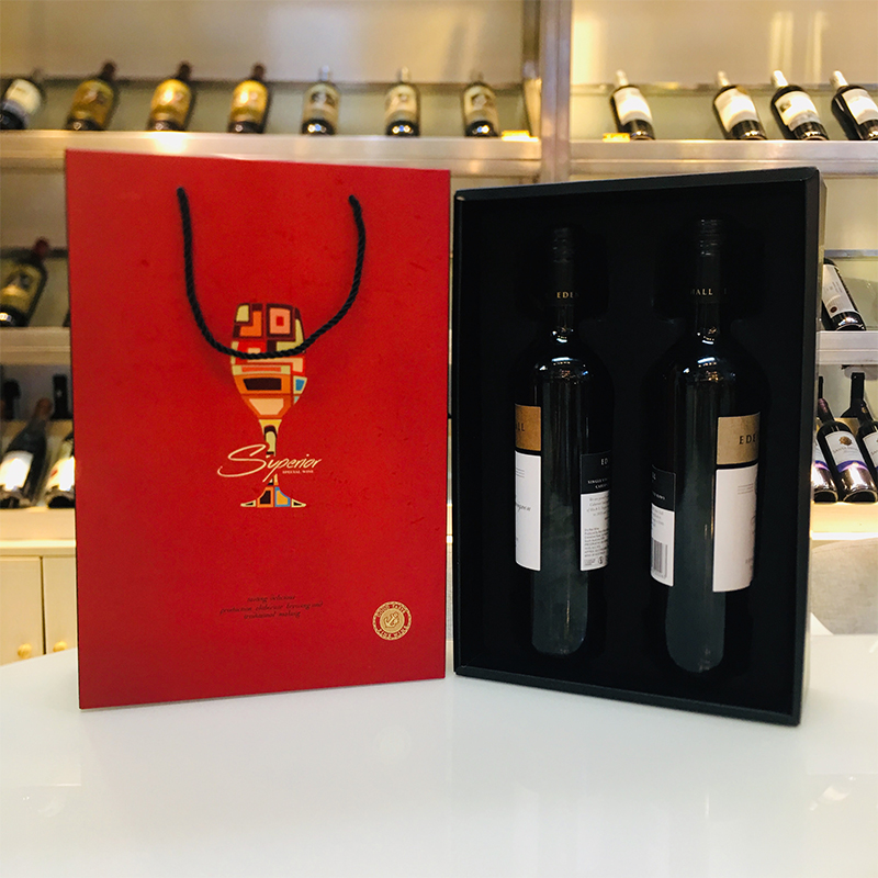 2支装盒纸盒葡萄酒盒双支手提袋子洋酒通用礼品商用热卖红色C01