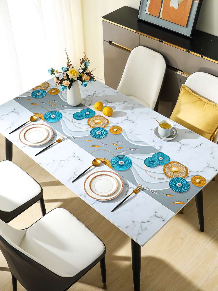 2023新款桌布免洗防水防油防烫餐桌垫PVC长方形家用客厅茶几台布
