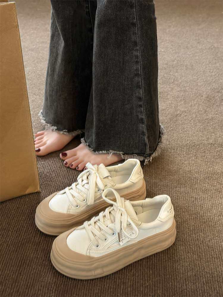增高厚底小白鞋女2023年春季新款溶解鞋爆款鞋子单鞋运动休闲板鞋