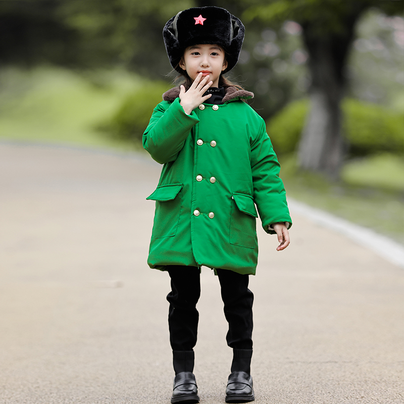 热销东北军绿大衣加绒保暖
