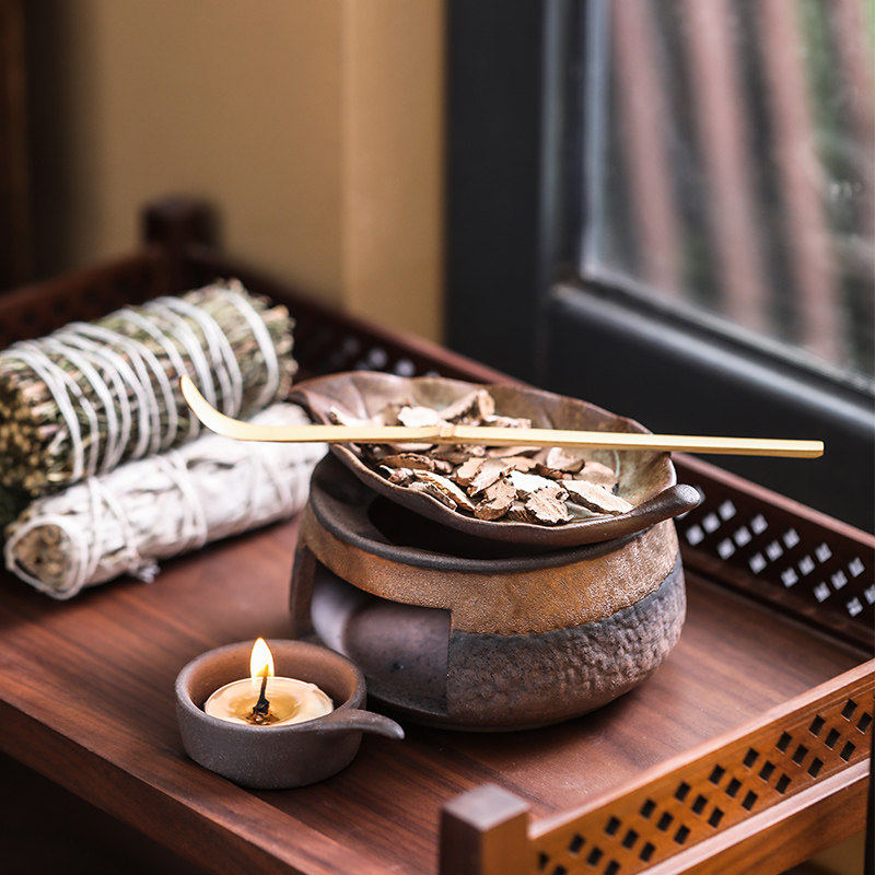 手作日式香薰炉蜡烛小众高级熏香炉温茶烤茶炉雪松隔火烘烤炉熏炉,家居饰品,香薰炉,淘宝优惠券,粉丝福利购,淘宝优惠卷