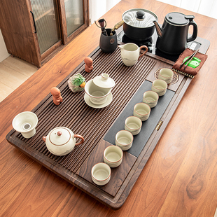 家用2025新款 整套汝窑功夫茶具套装 茶盘烧水壶泡茶盖碗茶壶茶杯子