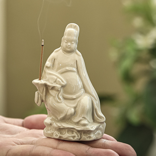 创意陶瓷文昌帝君香薰炉摆件家用室内茶宠创意香插香座香托线香插