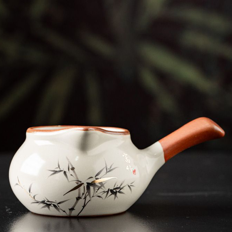 汝窑茶海单个家用功夫茶具泡茶分茶器陶瓷一体侧把公道杯防烫均杯