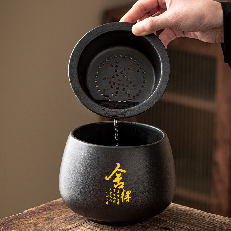 大容量茶渣缸带盖陶瓷茶水桶家用桌面废水桶茶洗茶缸茶道茶具配件