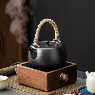 围炉煮茶壶胡桃木高档煮茶炉电陶炉家用室内办公室陶壶烧水壶泡茶