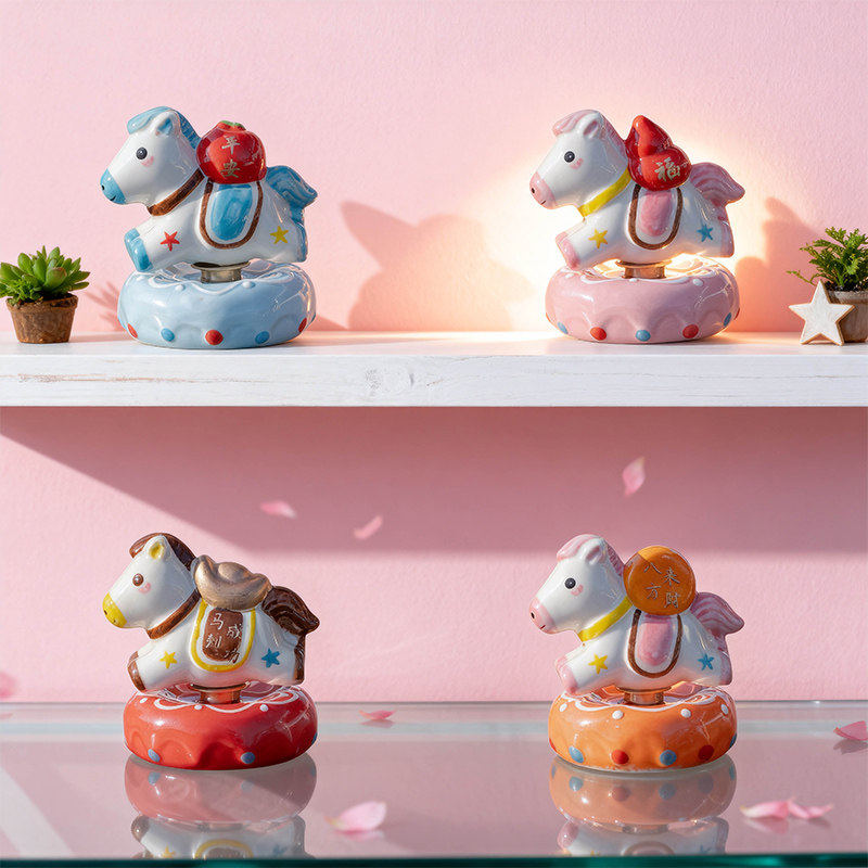 萌马小摆件旋转小马转转乐办公室解压治愈茶玩茶宠马上有钱装饰品,家居饰品,桌面摆件,淘宝优惠券,粉丝福利购,淘宝优惠卷