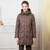 赏心岁月中年妈妈连帽羽绒服中长款 正品 加厚保暖冬装 外套宽松大码