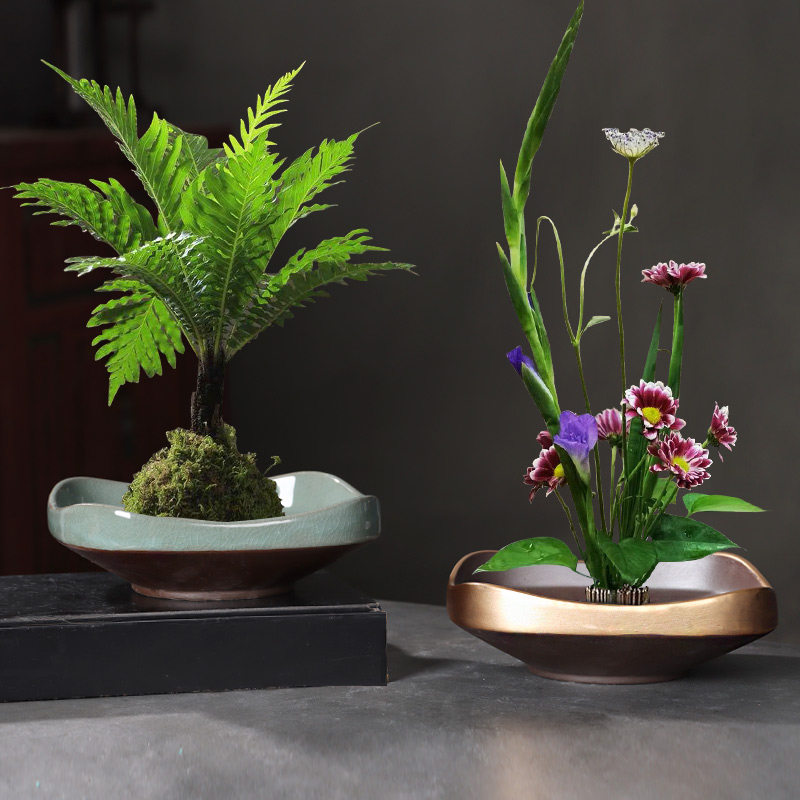 陶瓷紫砂花盆苔藓菖蒲盆器多肉植物古典剑山盆景盆榆树苔玉巴西木