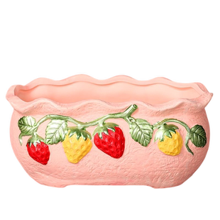 多肉花盆家用阳台肉肉粗陶简约陶盆大小号陶瓷手绘盆特价清仓包邮