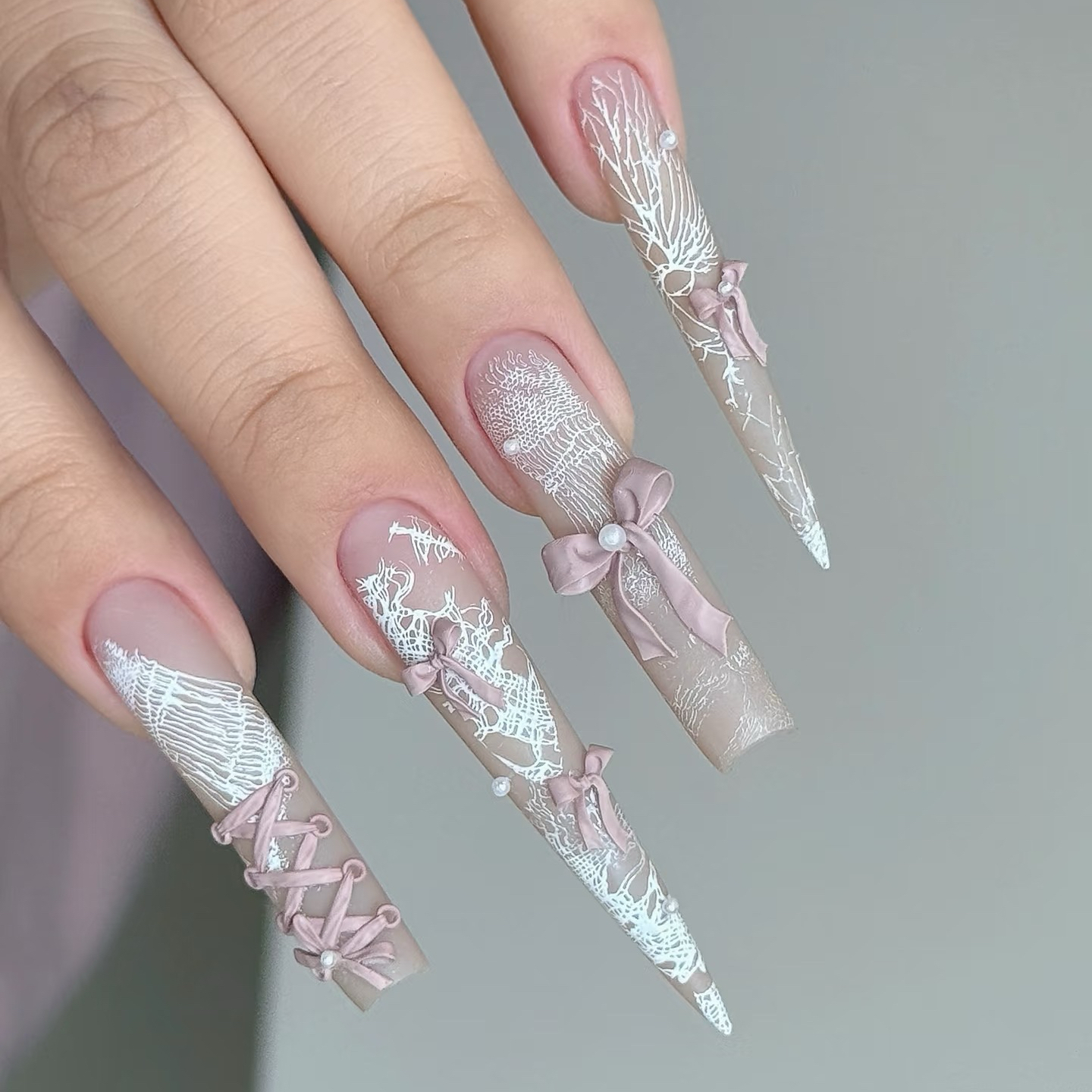 手工定制穿戴甲新款温柔甜美粉色