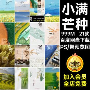 小暑丰收PS21款创意小满芒种简约二十四节气中国风海报创意海报