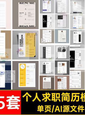 设计师简历模板个人求职考研应届毕业生艺术生简约高雅矢量AI版