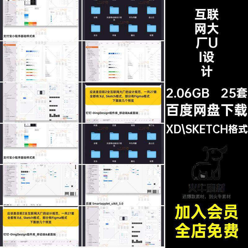 互联网大厂UI设计规范XD SKETCH格式模板25套APP控件移动素材库