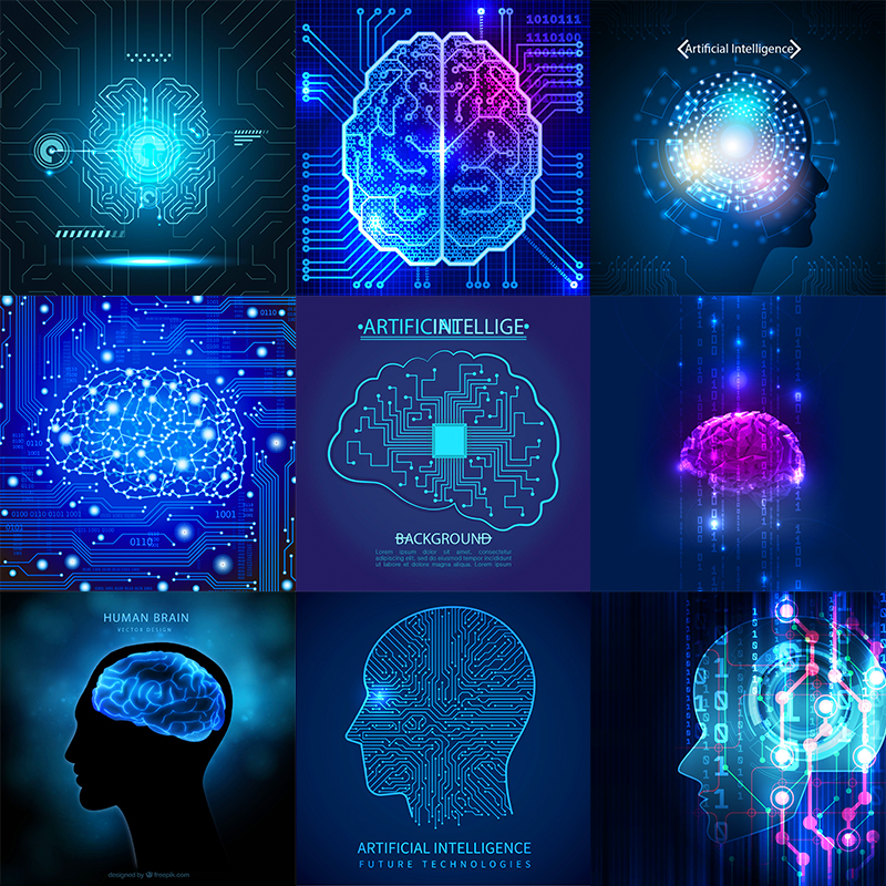 KJ-27未来高科技科幻人工智能大脑区块链数据数码AI海报设计素材