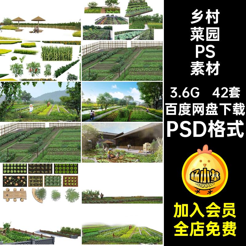 42套乡村菜园PSD素材抠效果图美丽菜地ps植物分层田地免PSD格式
