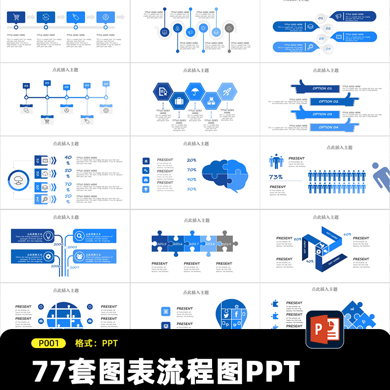 图表流程图逻辑递进关系数据分析树状可视化甘特图ppt动态WPS模板