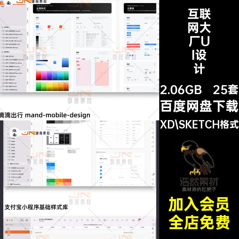 互联网大厂UI设计规范25套B端控件素材模板库APP移动品牌组件后台