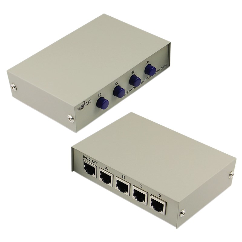 迈拓维矩 4口网络共享器内外网切换器4进1出双向免插拔 MT-RJ45-4
