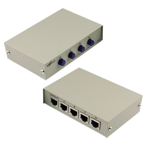 迈拓维矩 4口网络共享器内外网切换器4进1出双向免插拔 MT-RJ45-4