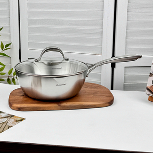 chockmen卓德铭18/10不锈钢24/28cm无涂层平底锅雪平锅小炒锅煎锅