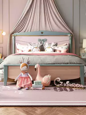 Light luxury children's bed girl bow princess bed solid wood 1 5 meters dream girl bed storage American girl bed