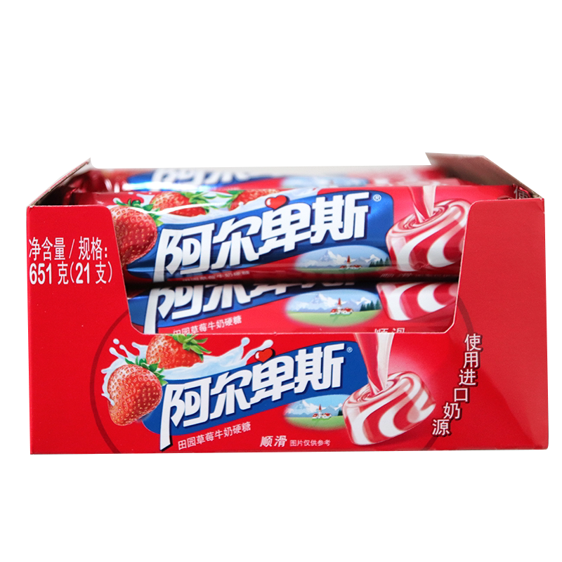 阿尔卑斯田园草莓牛奶硬糖31g传统糖果
