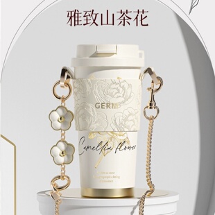 GERM山茶花2025新款保温杯咖啡杯女生高颜值吸管水杯子生日礼物女