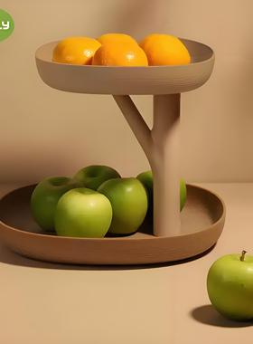 泰国进口Qualy森林木制双层置物架创意家用树型托盘化妆收纳盒