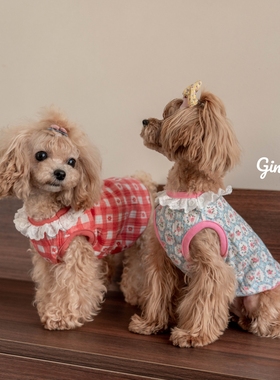 GINGERAIN 小型犬衣服泰迪马尔济斯马尔泰纯棉娃娃领透气背心