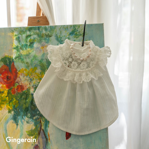 GINGERAIN 白天鹅蕾丝娃娃衫约克夏比熊衣服夏季透气衬衫连衣裙