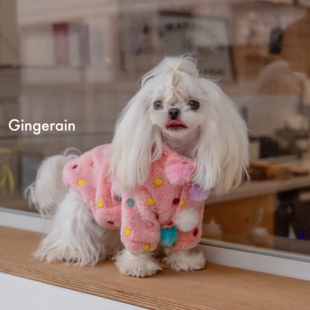 GINGERAIN 毛球球大衣马尔济斯约克夏马尔泰衣服外套加绒外出大衣