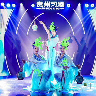 孔子舞剧玉人舞演出服古典舞蹈服飘逸雪纺嫦娥奔月汉服女子群舞蹈