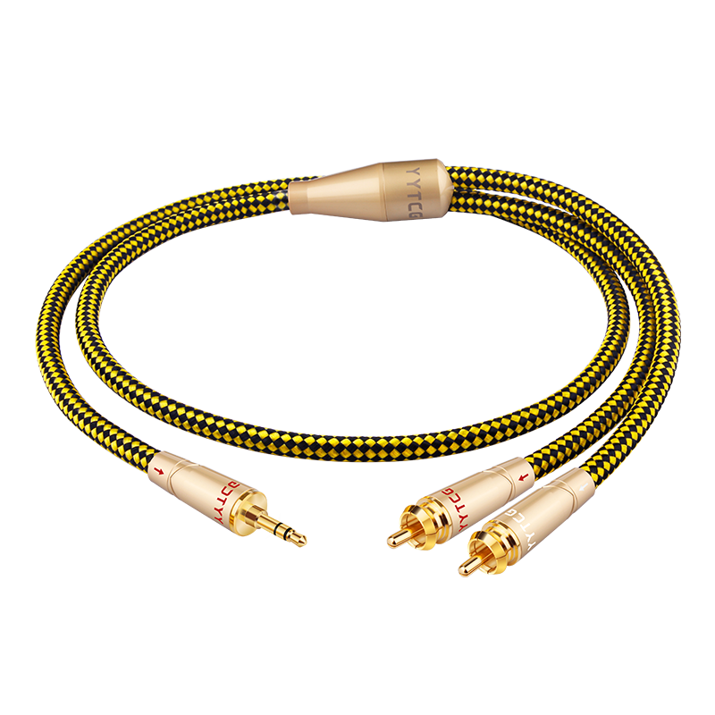 YYTCG 发烧级音频线一分二3.5mm转双莲花 头RCA公对公转接线 1分2手机电脑音响播放器唱机功放音箱HIFI连接线