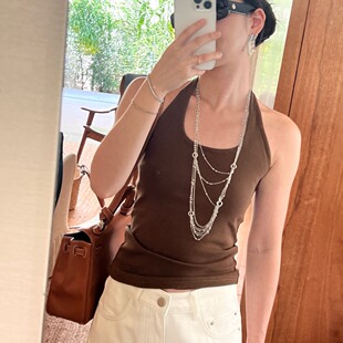 英国topwhit欧美多层链条细闪瀑布项链女铜镀白金潮流个性气质长