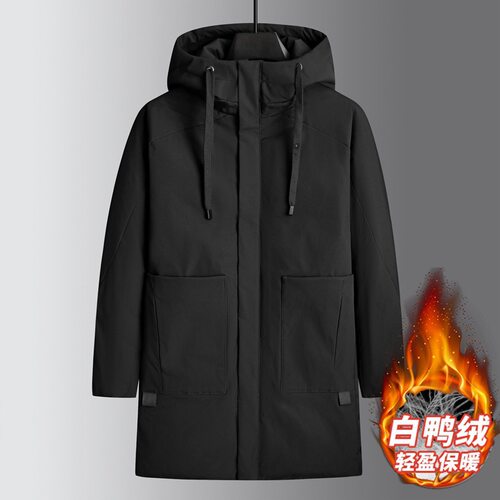 法国chrry koop冬季中长款连帽300斤羽绒服男大码防寒上衣胖子