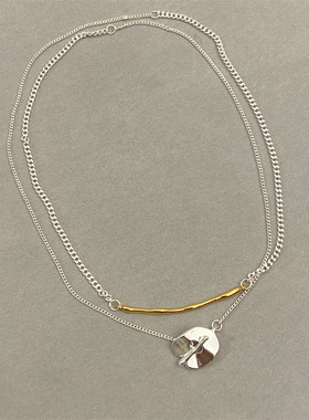 英国TopWhit日系小众设计松本惠奈联名款金银拼色OT扣项链多种