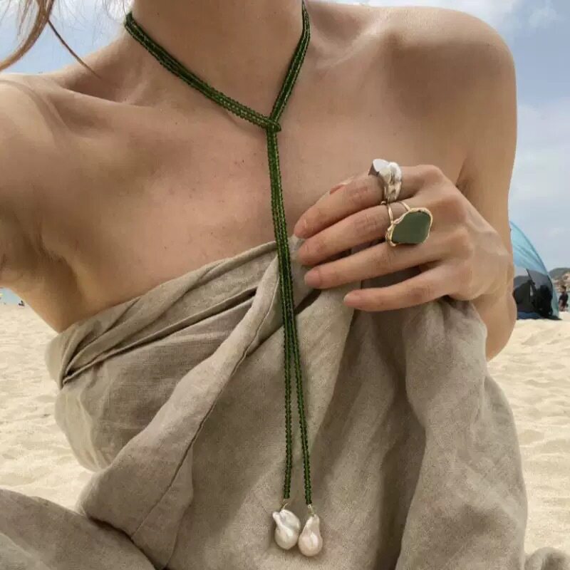 英国TopWhit尖晶石巴洛克珍珠法式小众设计项链时尚气质高级长款