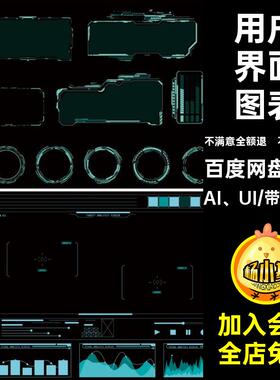 虚拟矢量AI边框VR游戏图表图表AI UI矢量控制面板虚拟科技布局