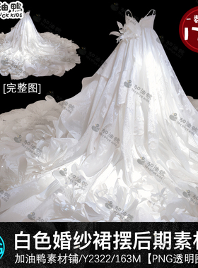 白色婚纱照主纱蓬蓬裙大裙摆情侣照后期修图免抠透明png设计素材