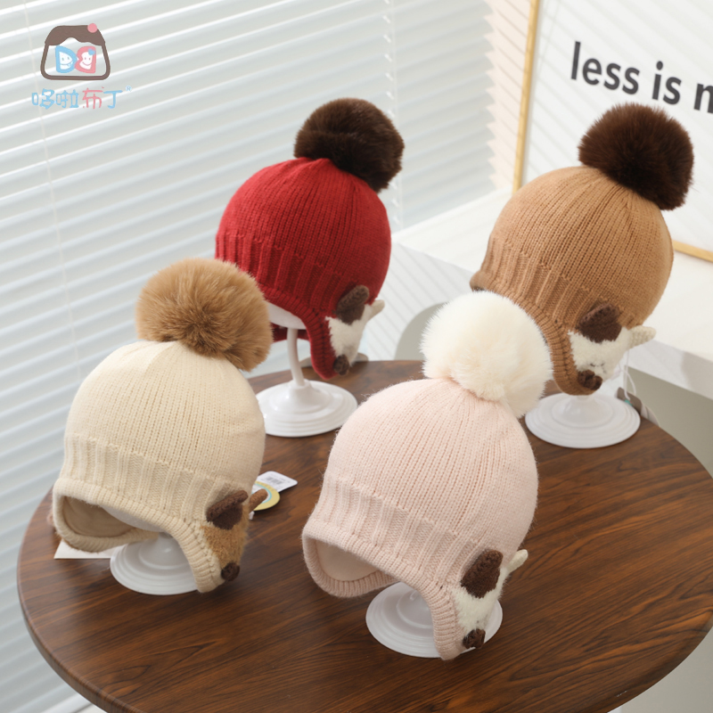 哆啦布丁商场款儿童毛线护耳帽