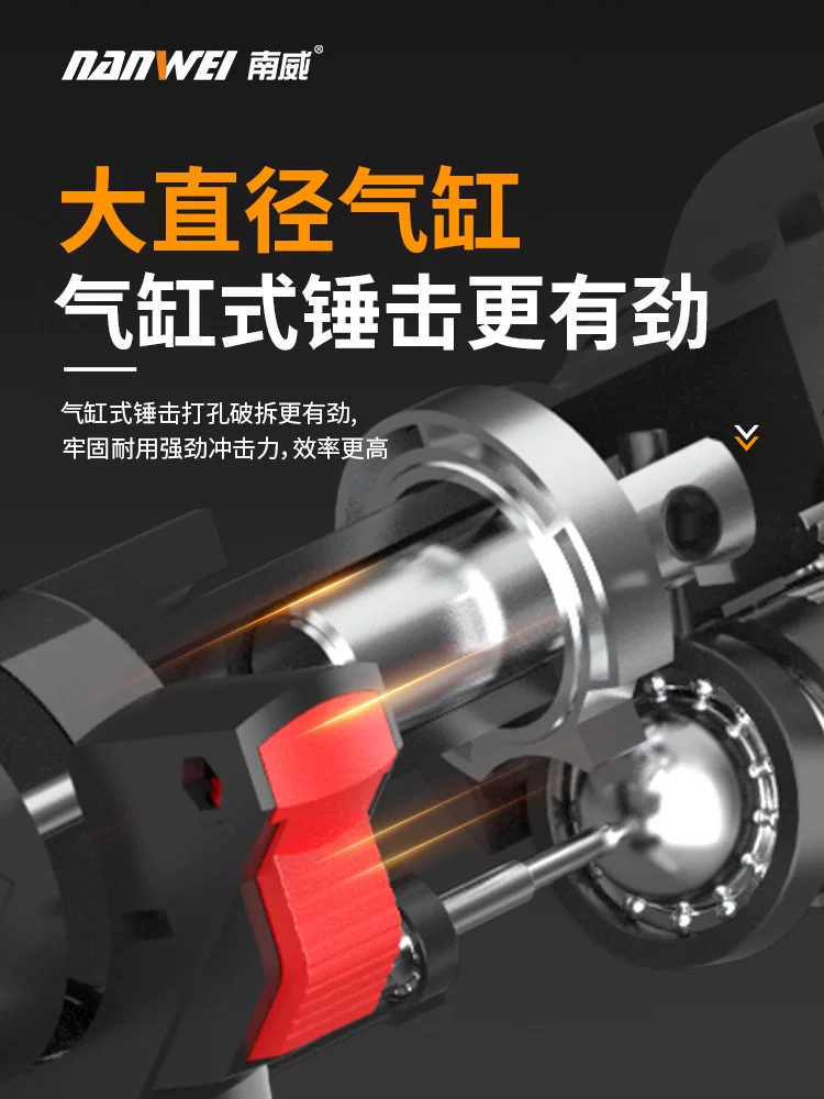 Кистевой беспроводной ударный дрель с трещоткой и насадками Knight Series Brushless Charging Pulse Electric Hammer and Picks Three-Use Heavy Duty Lithium-Battery Wireless Impact Electric Drill